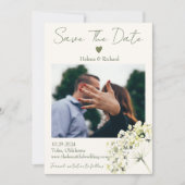 Elegante und grüne Blumenhochzeit Save The Date (Vorderseite)