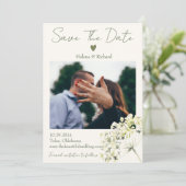 Elegante und grüne Blumenhochzeit Save The Date (Stehend Vorderseite)