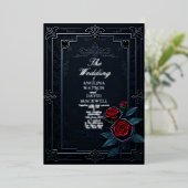 Elegante und klassische Black Wedding Einladung (Stehend vorne)