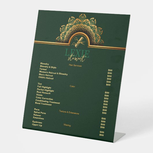 Elegante und klassische Friseur - Preisliste Sockelschild (Vorderseite)