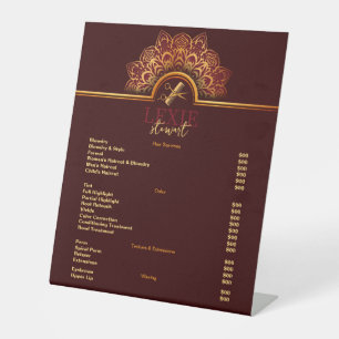 Elegante und klassische Friseur - Preisliste Sockelschild