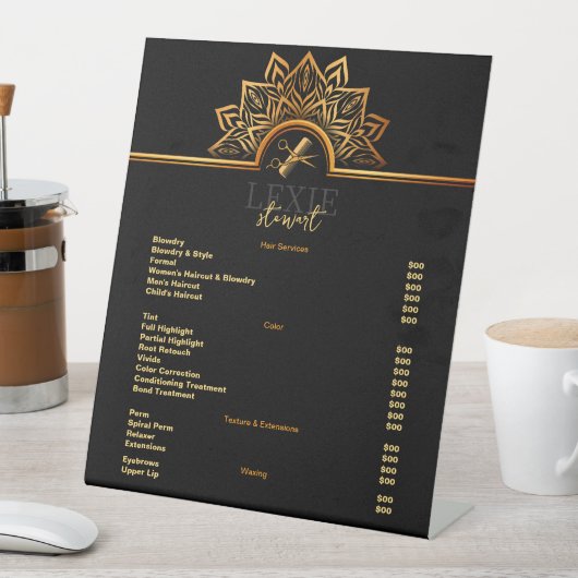 Elegante und klassische Friseur - Preisliste Sockelschild (In Situ)