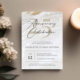 Elegante und klassische Perlenstruktur 25 Jahre al Einladung