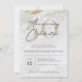 Elegante und klassische Perlenstruktur 50 Jahre al Einladung (Vorderseite)