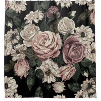 Elegante und kühne rustikale Vintage Blume Duschvorhang