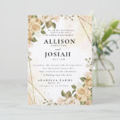 Elegante und lebendige Goldene Hochzeit Einladung (Stehend Vorderseite)