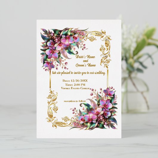 Elegante und lebendige Orchideenblumen Einladung H (Stehend vorne)