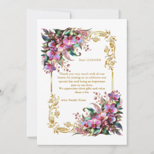 Elegante und lebendige Orchideenblumen Hochzeiten Dankeskarte