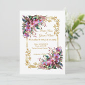 Elegante und lebendige Orchideenblumen Hochzeiten Einladung (Stehend Vorderseite)