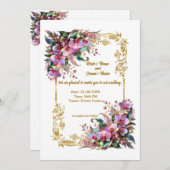 Elegante und lebendige Orchideenblumen Hochzeiten Einladung (Vorne/Hinten)
