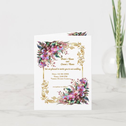 Elegante und lebendige Orchideenblumen Hochzeiten Einladung (Vorderseite)
