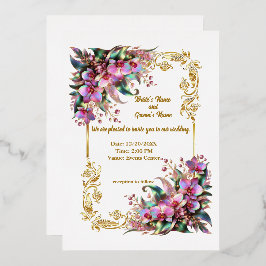 Elegante und lebendige Orchideenblumen Hochzeiten Folieneinladung