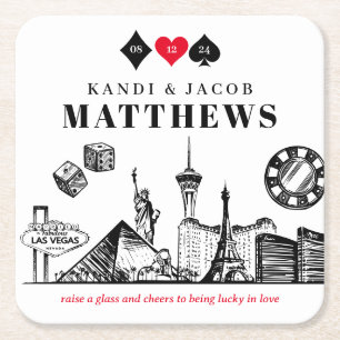 Elegante und lustige Hochzeit in Las Vegas Rechteckiger Pappuntersetzer