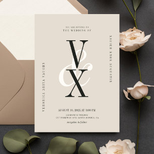 Elegante und Luxuriöse Neutrale Typografie Hochzei Einladung