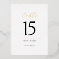 Elegante und minimale Foil Tischnummer Cards
