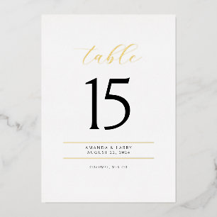 Elegante und minimale Foil Tischnummer Cards