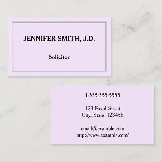 Elegante und Minimalistische Anwaltskarte Visitenkarte (Vorne/Hinten)