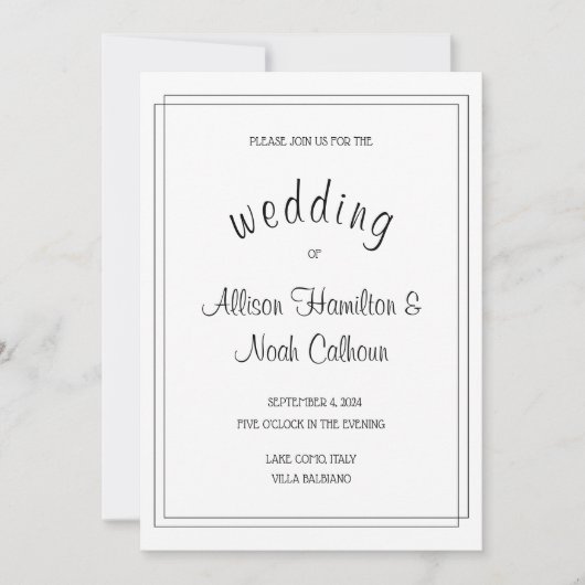 Elegante und Minimalistische Einladungs-Karte Einladung (Vorderseite)