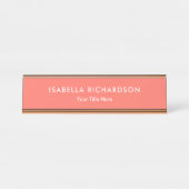 Elegante und Minimalistische Korallen Schreibtischnamensplakette (Vorderseite )