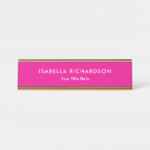 Elegante und Minimalistische Magenta Schreibtischnamensplakette (Vorderseite )