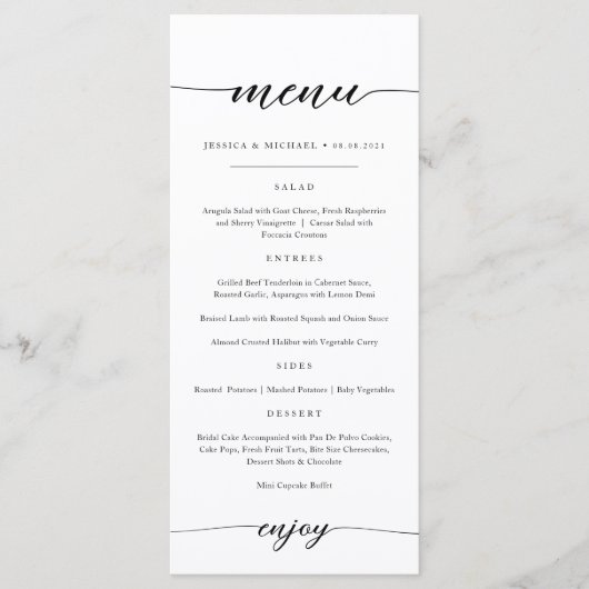 Elegante und minimalistische Menükarte (Vorderseite)