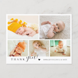 Elegante und moderne 5 Foto Collage Baby Dusche Postkarte
