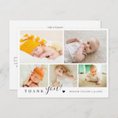Elegante und moderne 5 Foto Collage Baby Dusche Postkarte (Vorne/Hinten)