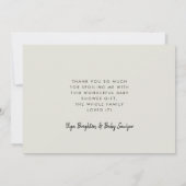 Elegante und moderne Babydusche Dankeskarte (Rückseite)