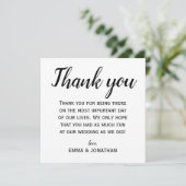 Elegante und moderne Black and White Wedding Party Dankeskarte (Stehend Vorderseite)