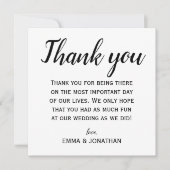 Elegante und moderne Black and White Wedding Party Dankeskarte (Vorderseite)