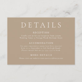 Elegante und moderne, blassgelbe Taupe Hochzeitsde Begleitkarte