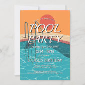 elegante und moderne blaue Pool-Party Einladung (Vorderseite)