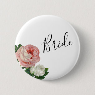 Elegante und moderne Blumen Brautrosen rosa Button