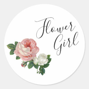 Elegante und moderne Blumen rosa Rosen Blumenmädch Runder Aufkleber