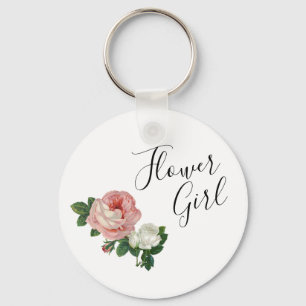 Elegante und moderne Blumen rosa Rosen Blumenmädch Schlüsselanhänger