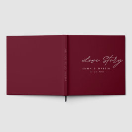 Elegante und moderne Burgundy Script Wedding Gästebuch