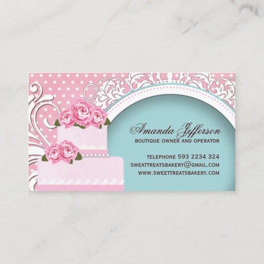 Elegante und moderne Cake Designer Business Cards Visitenkarte (Rückseite)