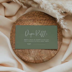 Elegante und moderne Dark Sage Diaper-Beilage Begleitkarte