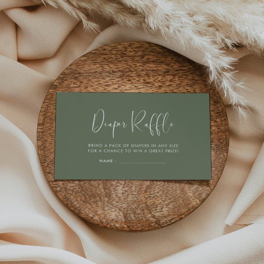 Elegante und moderne Dark Sage Diaper-Beilage Begleitkarte