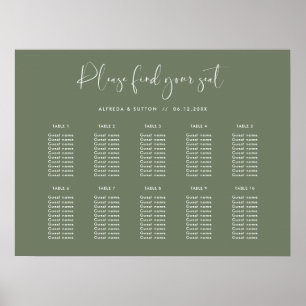 Elegante und moderne dunkle Seiten-Hochzeitstabell Poster