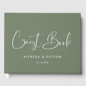 Elegante und moderne, dunkle Weise grüne Hochzeit Gästebuch (Vorderseite)