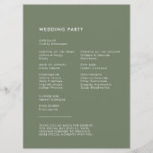 Elegante und moderne dunkle Weise grüne Hochzeit Programm (Rückseite)
