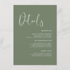 Elegante und moderne dunkle Weise grüne Hochzeitsd Begleitkarte