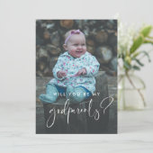 Elegante und moderne Godelternfotokarte Einladung (Stehend Vorderseite)