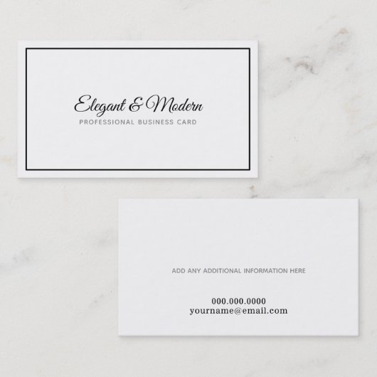 elegante und moderne handgeschriebene Prof. b/w Visitenkarte (Vorne/Hinten)