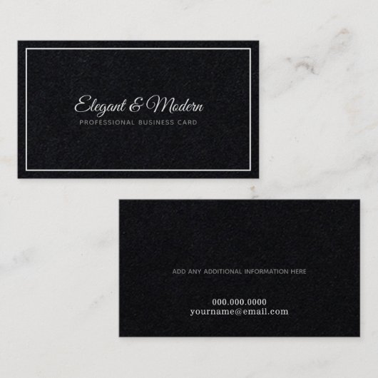 elegante und moderne handgeschriebene Prof. schwar Visitenkarte (Vorne/Hinten)