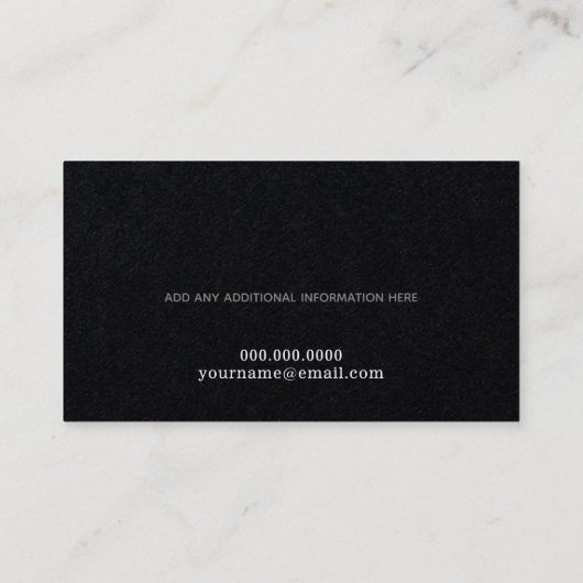 elegante und moderne handgeschriebene Prof. schwar Visitenkarte (Rückseite)
