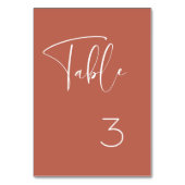 Elegante und moderne Hochzeit aus rotem Ton Tischnummer (Rückseite)