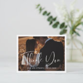 Elegante und moderne Hochzeit Danke Foto Postkarte (Stehend Vorderseite)