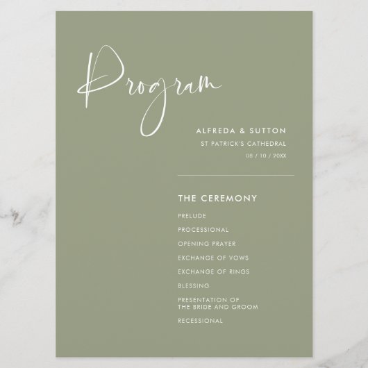 Elegante und moderne Hochzeit im Grünen Programm (Vorderseite)